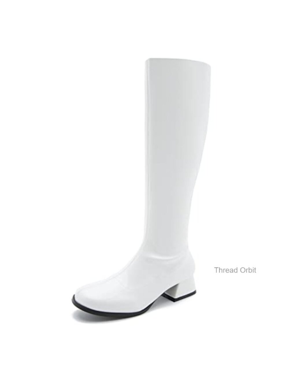 Women's Square Toe Chunky Knee High Gogo Boots Side Zip Costume